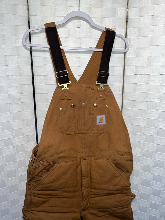 Carhartt Men's Duck Bib Overalls Size 32X34 Quilted Lining Double Knee - Picture 4 of 10